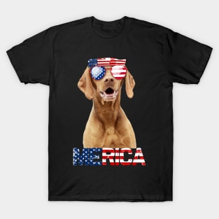 Merica Vizsla Dog American Flag 4Th Of July T-Shirt